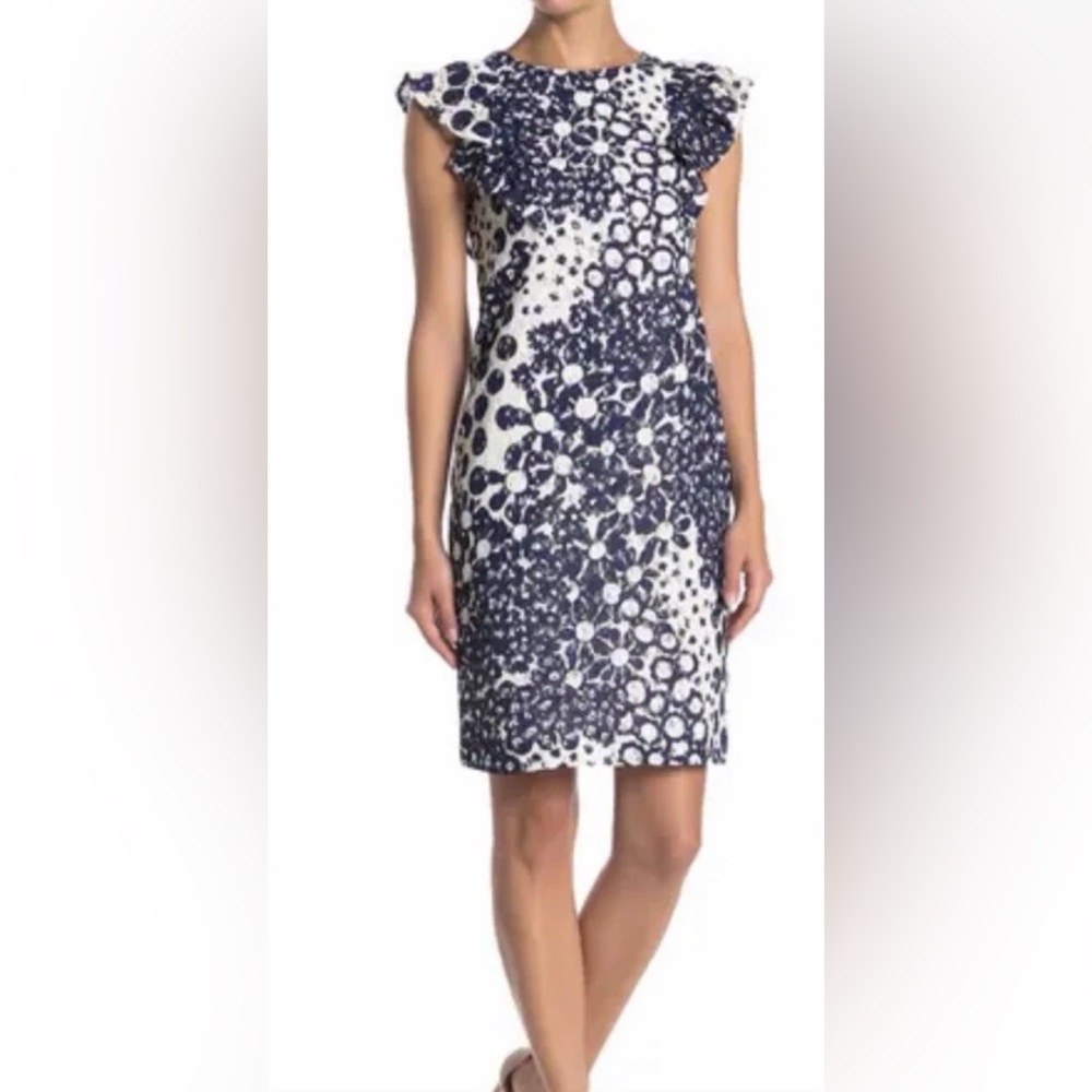 Trina Turk Navy and White Dress